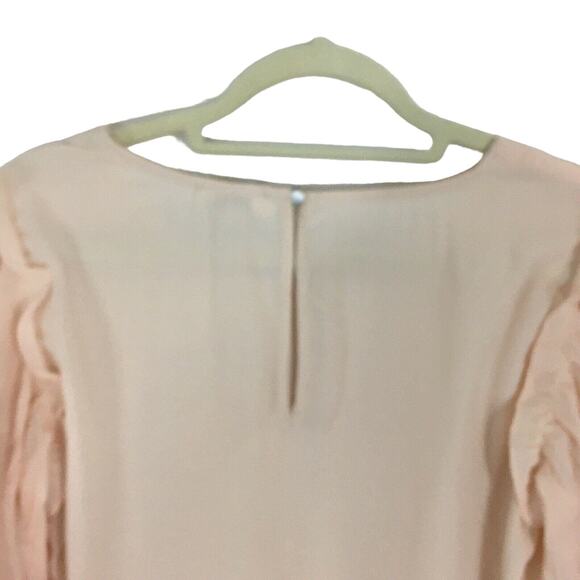 NWT Umgee Pleated Ruffled Tiered Bell Sleeve Top Chiffon Flowy Champagne Pink S - Picture 9 of 15